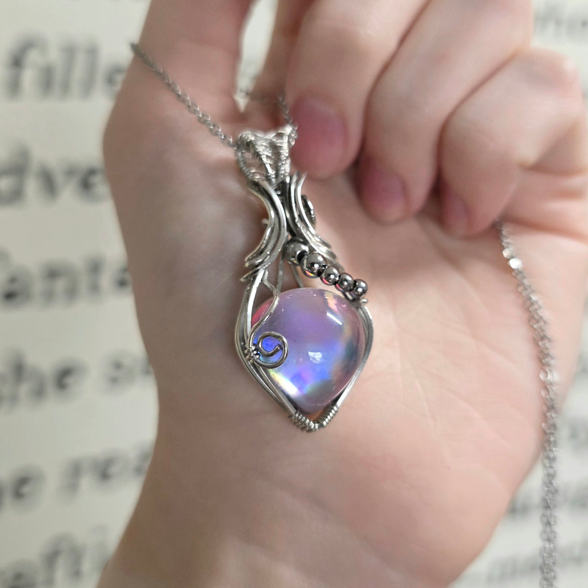 Aura Opal Beaded Pendant Necklace