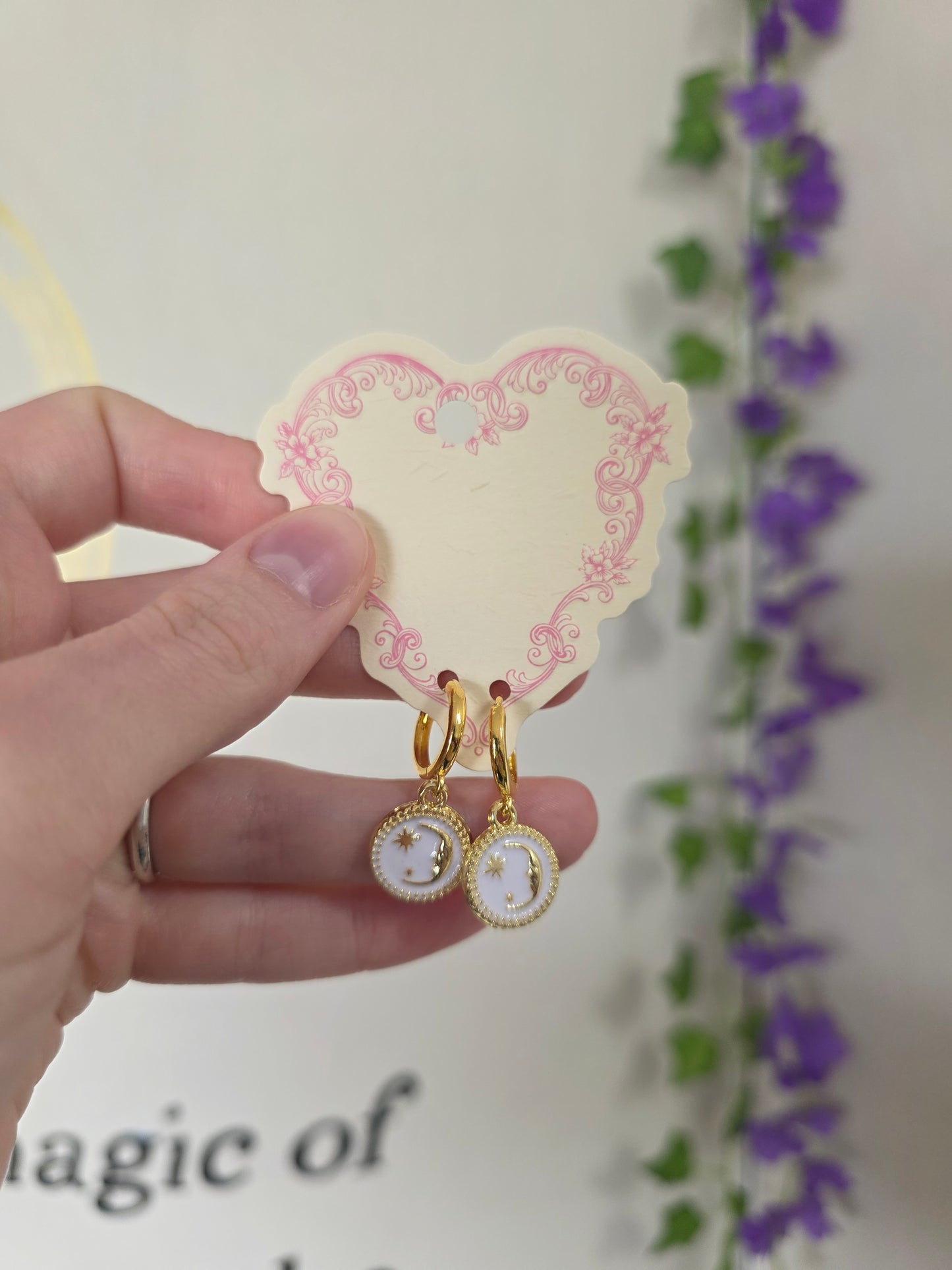 Gold Plated Moon & Star Earrings