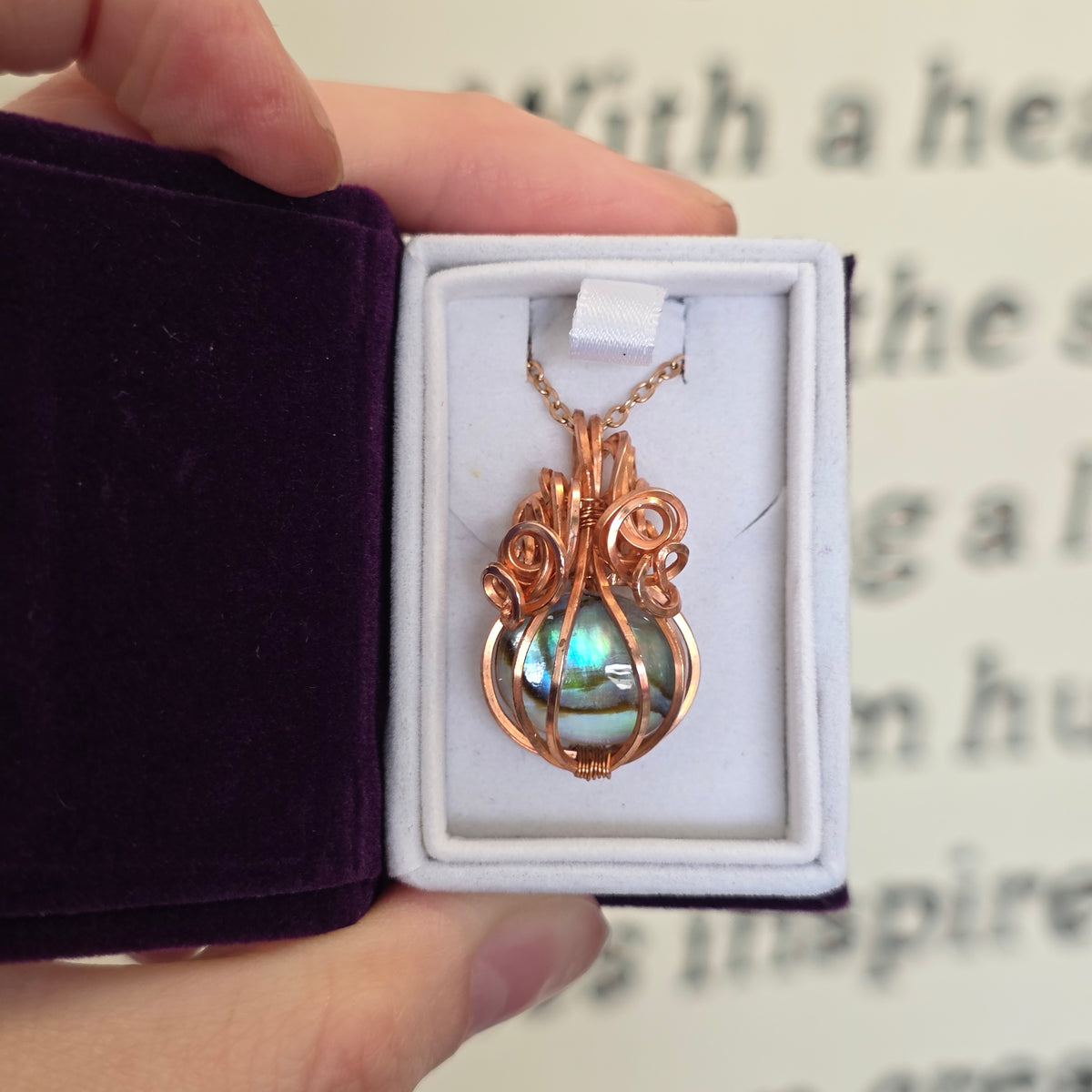 Pumpkin Abalone Shell Doublet Copper Necklace