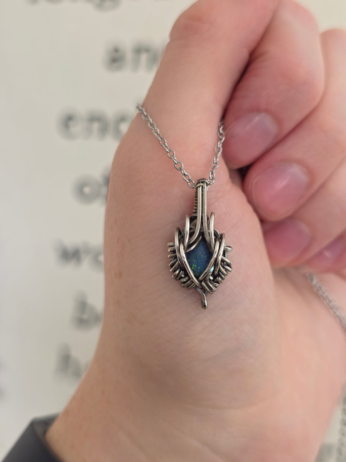 Australian Opal Sterling Silver Necklace