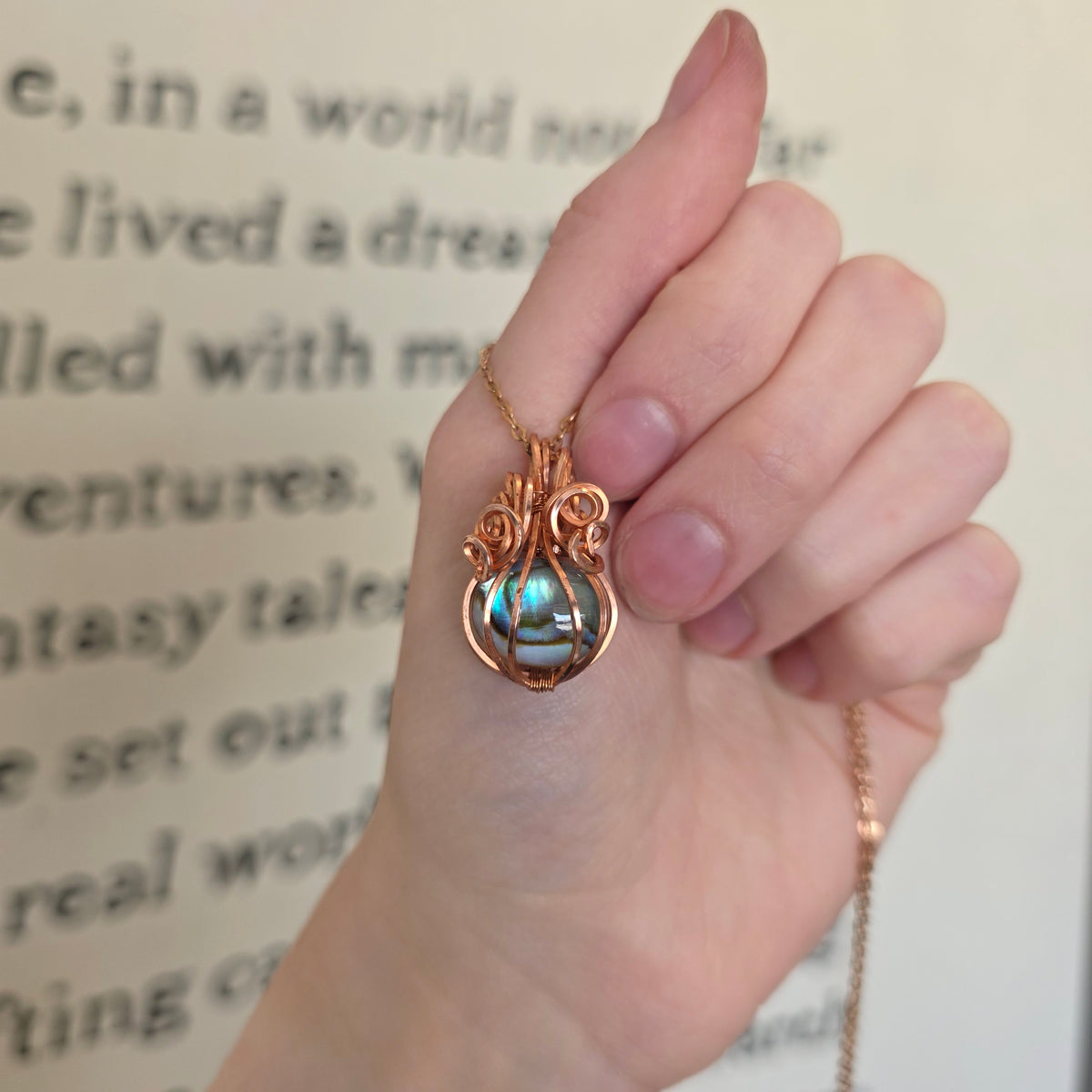Pumpkin Abalone Shell Doublet Copper Necklace