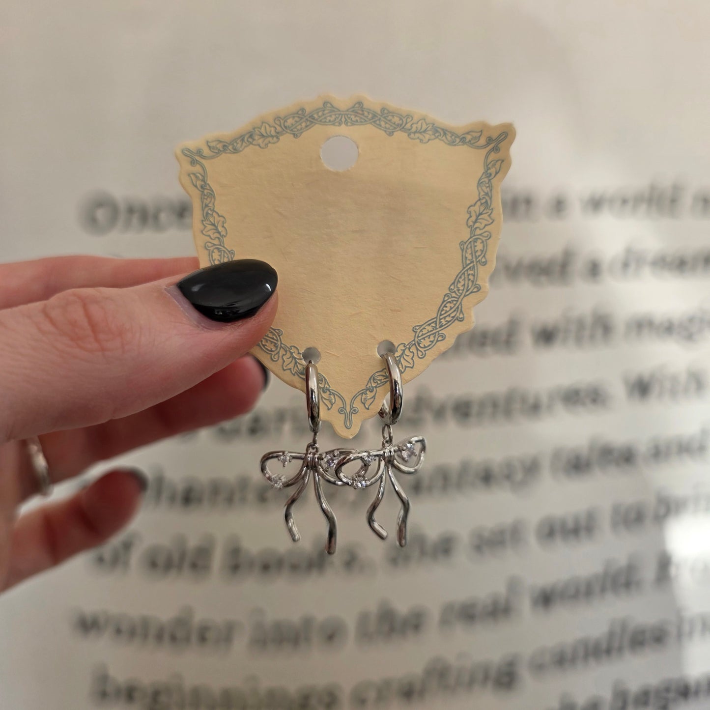Silver Sparkly Bow Earrings