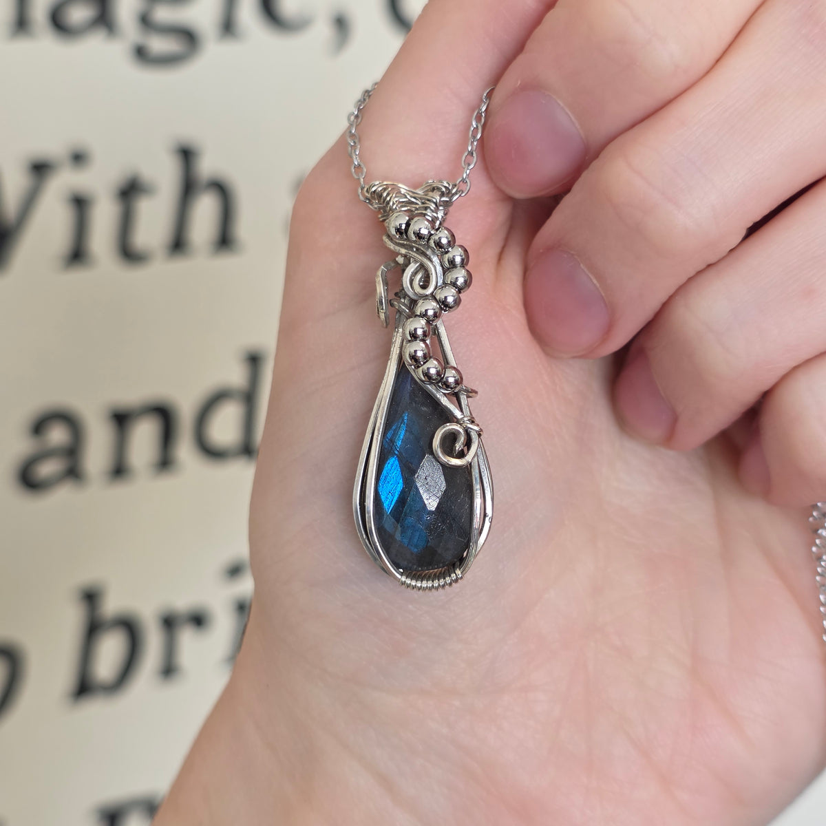 Faceted Labradorite Sterling Silver Necklace