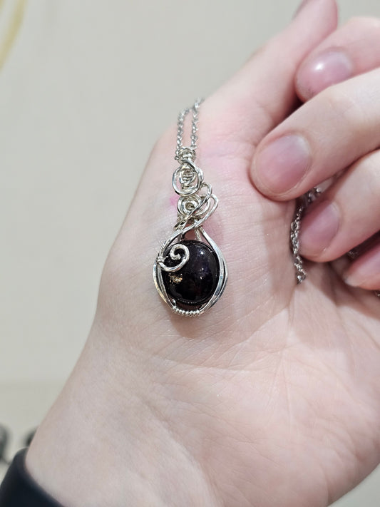 Star Ruby Sterling Silver Wire Wrapped Necklace