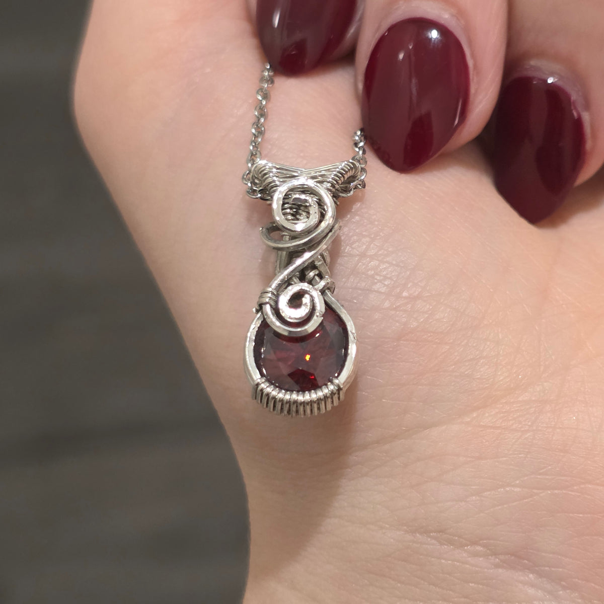 Garnet Sterling Silver Necklace