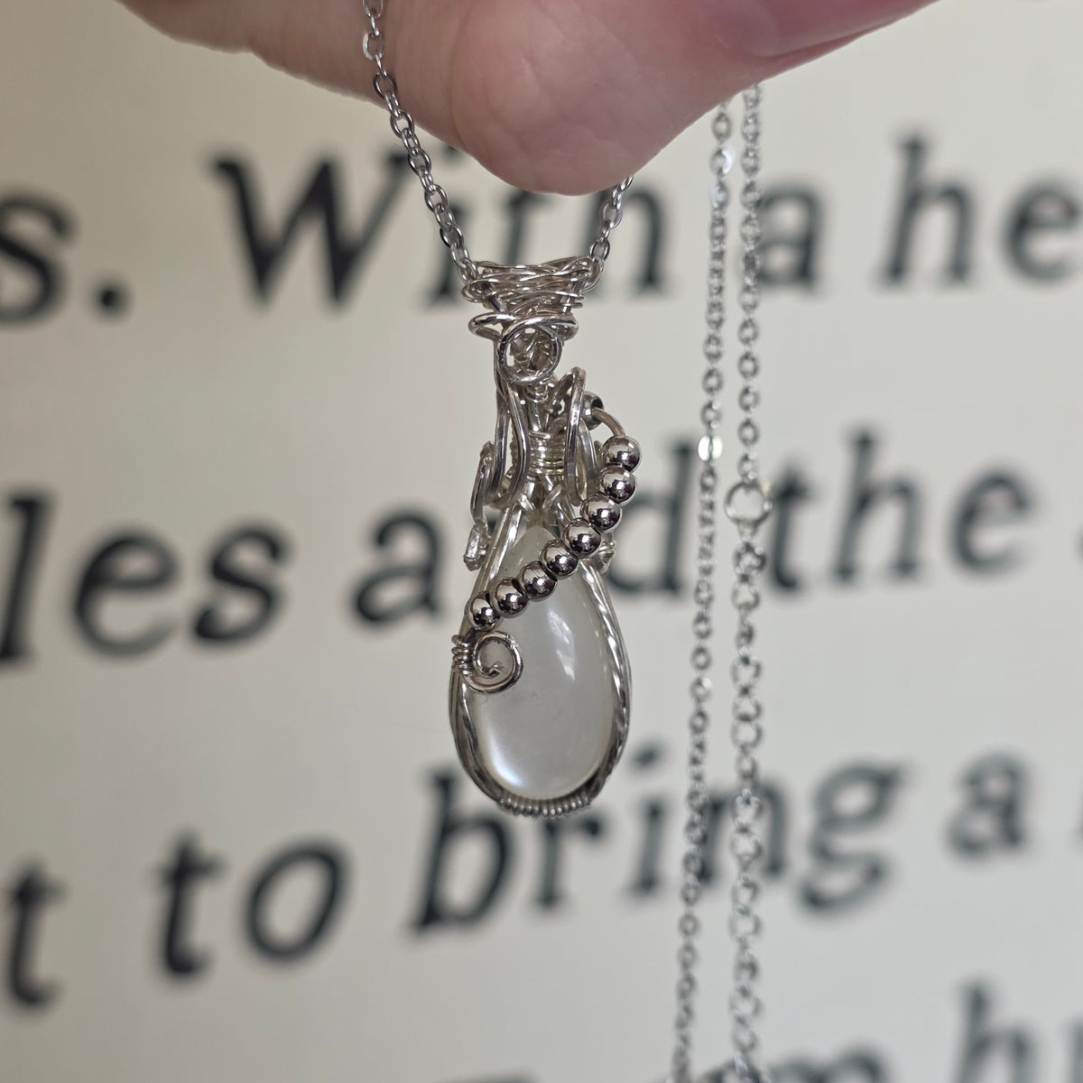 White Moonstone Sterling Silver Necklace