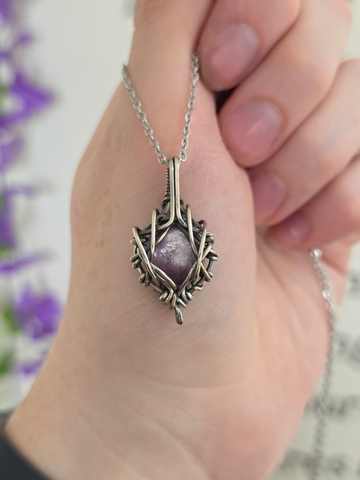 Lepidolite Sterling Silver Necklace | Design III