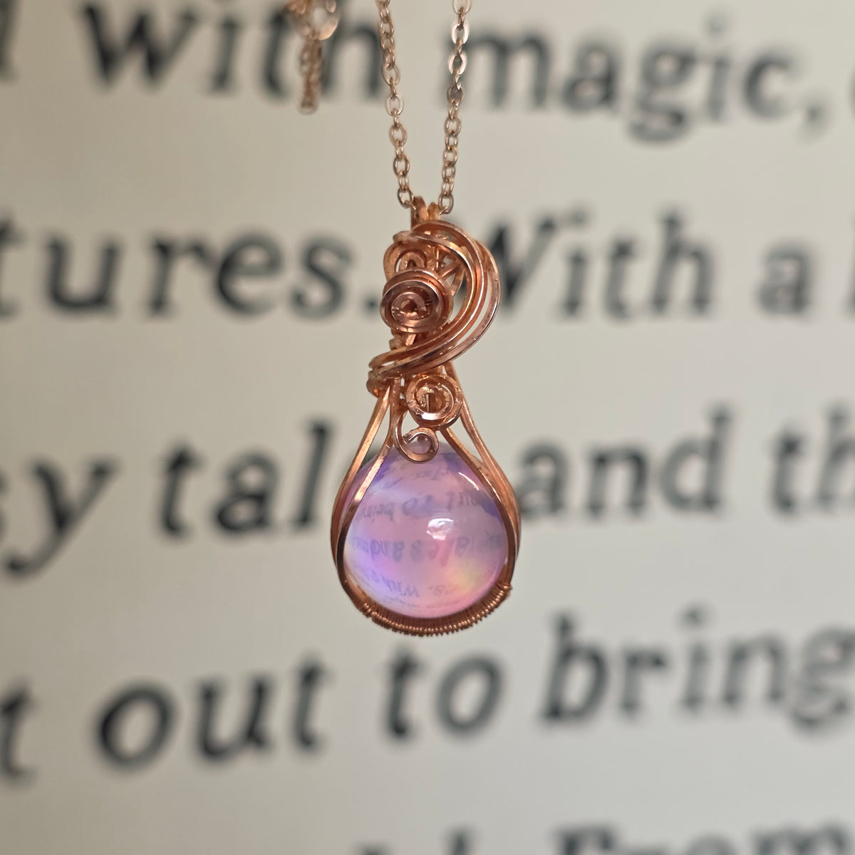 Pink Aura Opal Copper Necklace