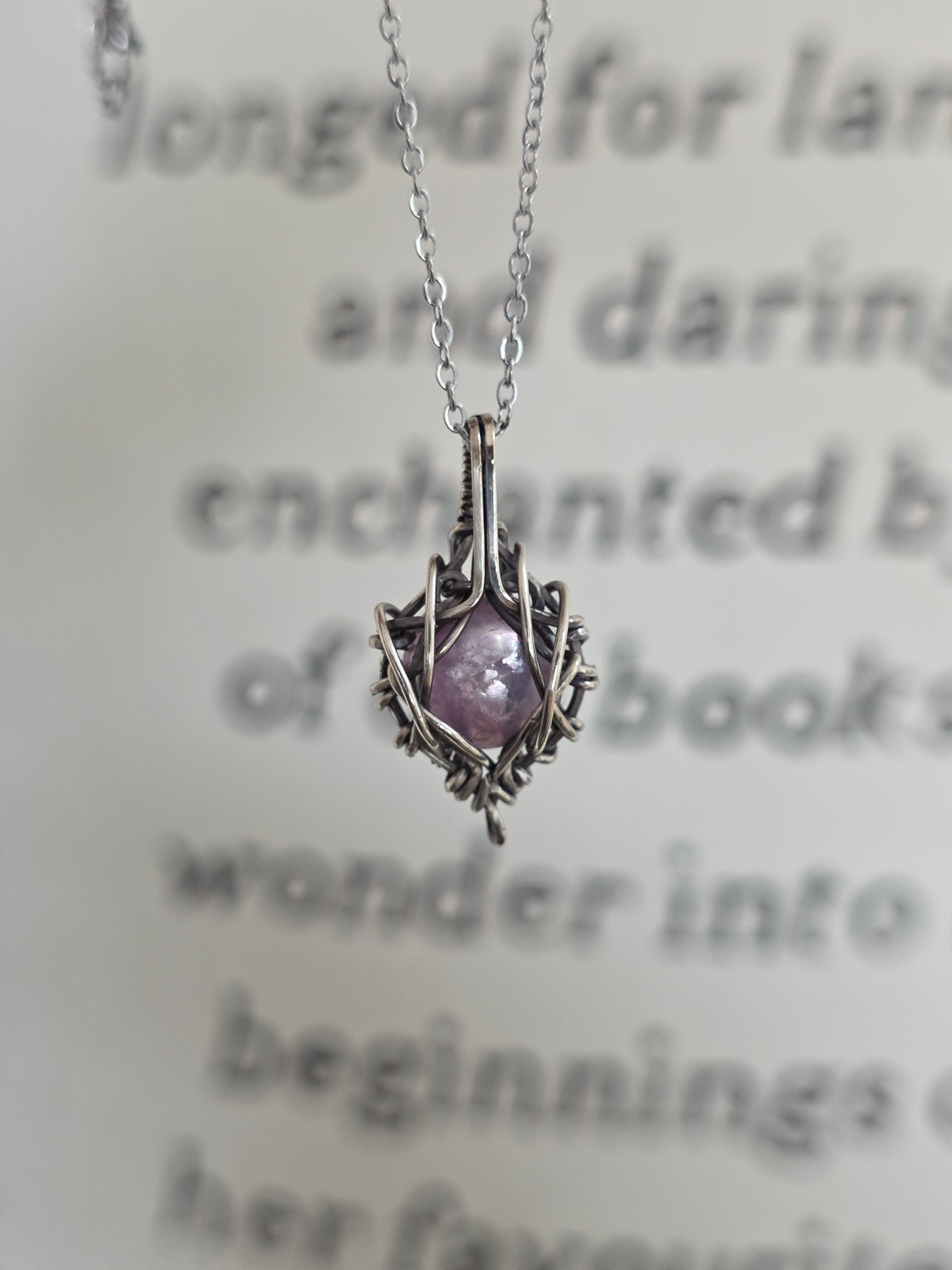 Lepidolite Sterling Silver Necklace | Design III