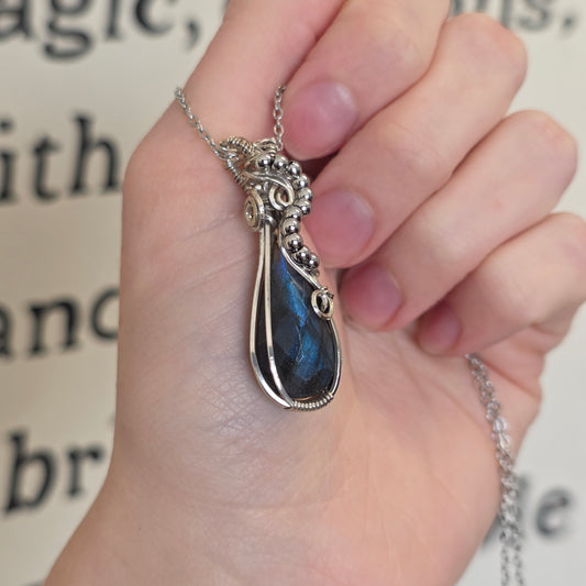 Faceted Labradorite Sterling Silver Necklace