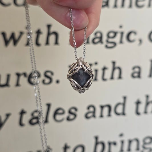 Black Moonstone Faceted Sterling Silver Necklace