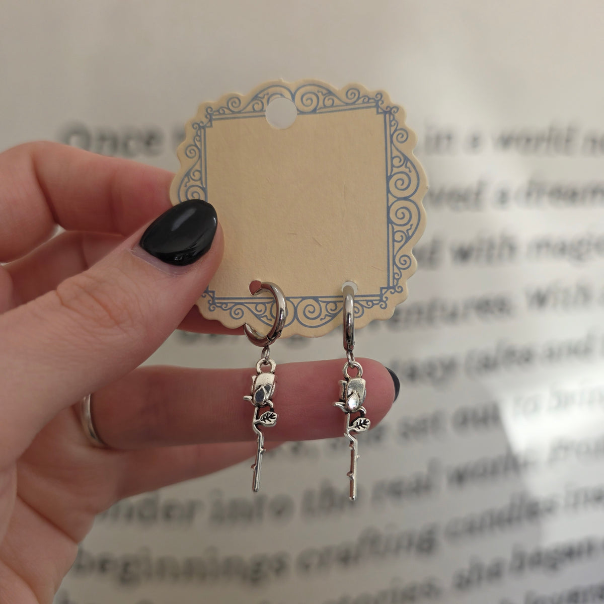 Silver Rose Earrings