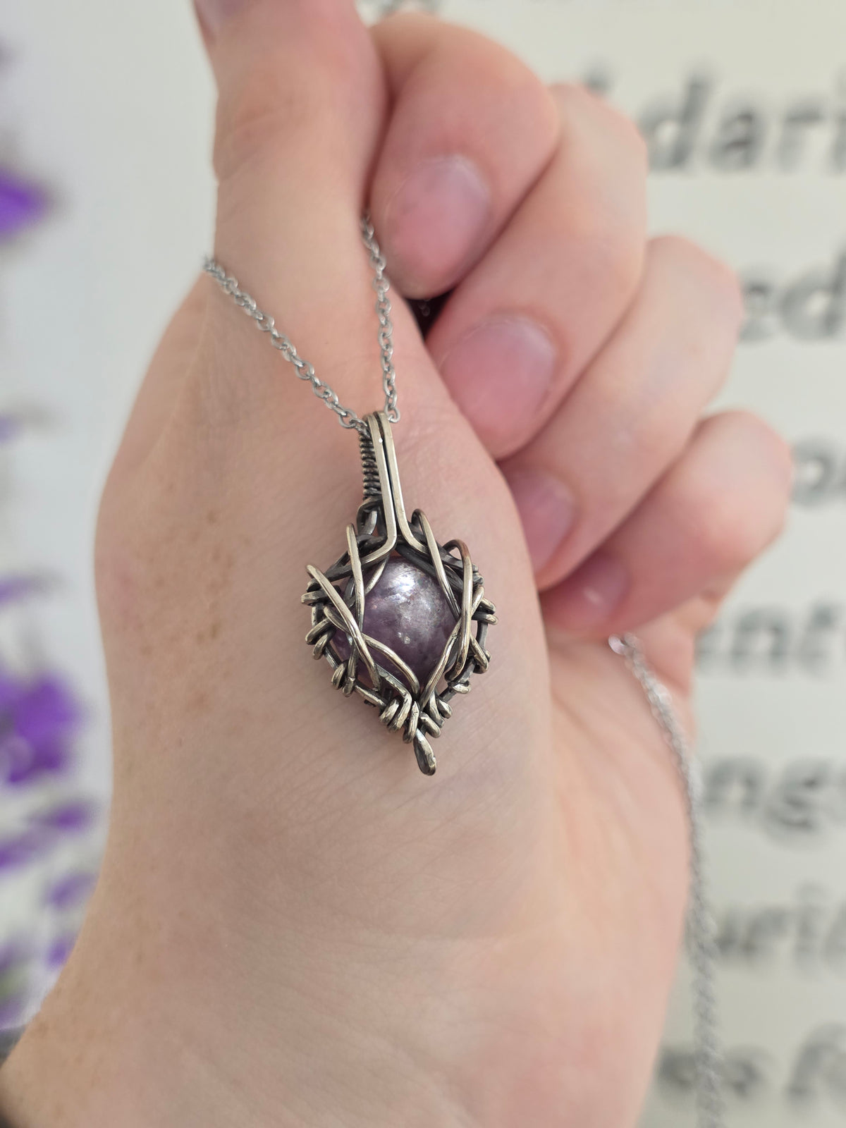 Lepidolite Sterling Silver Necklace | Design III