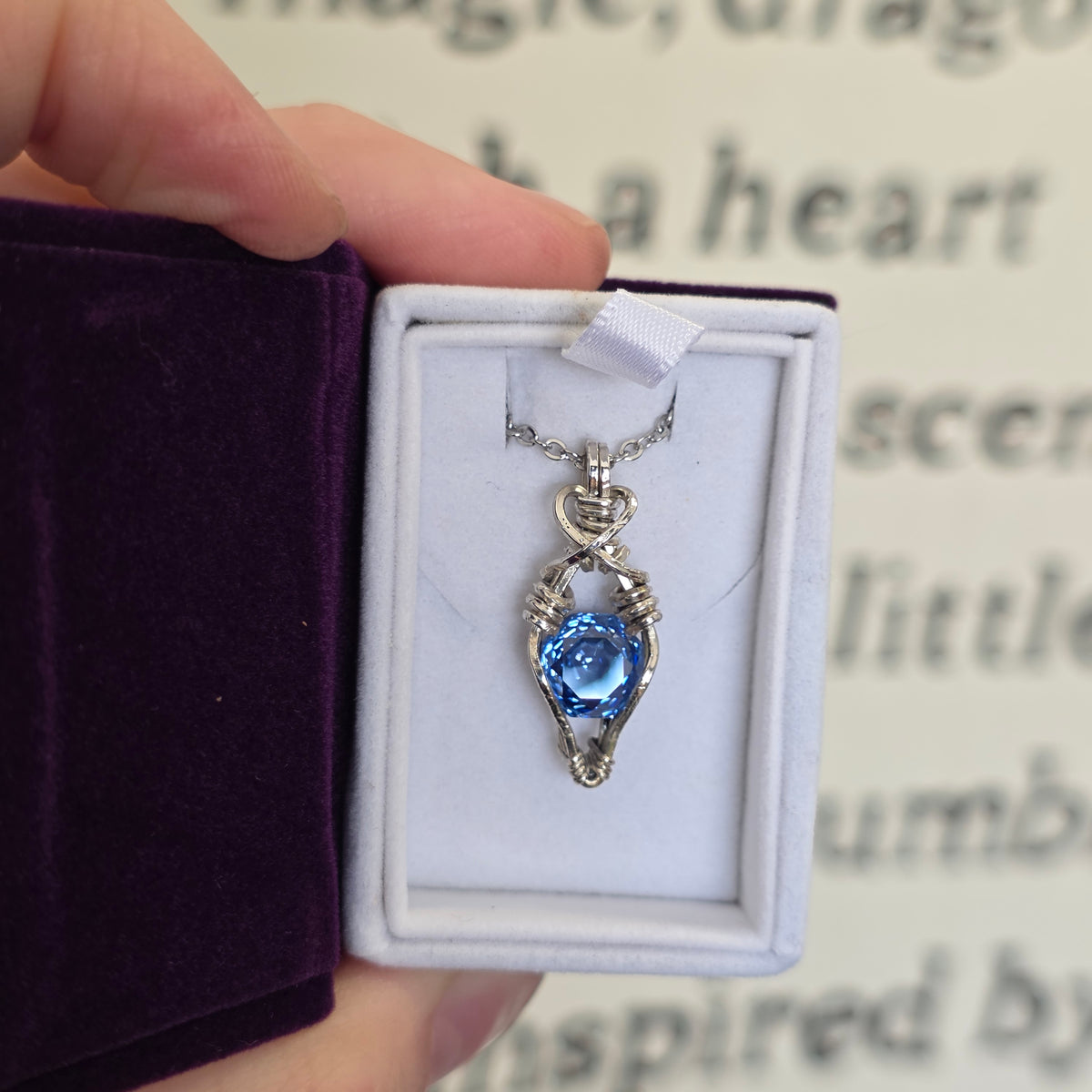 Flower Cut Blue CZ Sterling Silver Necklace