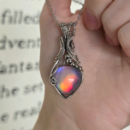 Aura Opal Beaded Pendant Necklace