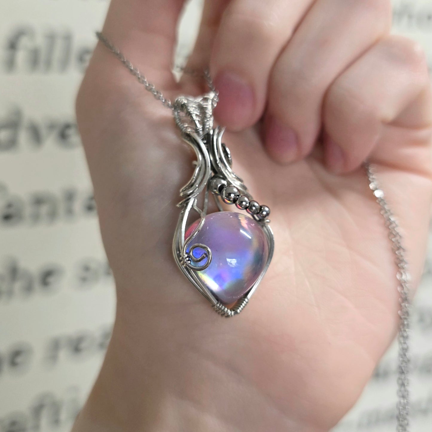 Aura Opal Beaded Pendant Necklace