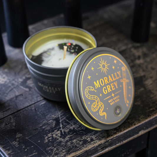 Morally Grey - Book Themed Tin Candle