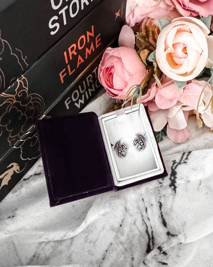 Dragon Earrings Studs Sterling Silver & Amethyst