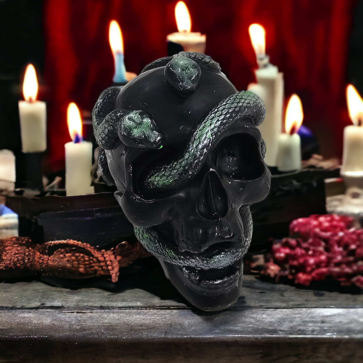 Skull Snake Candle