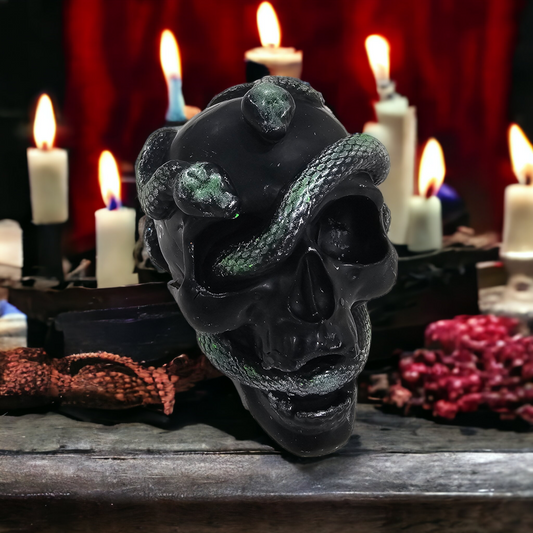 Skull Snake Candle