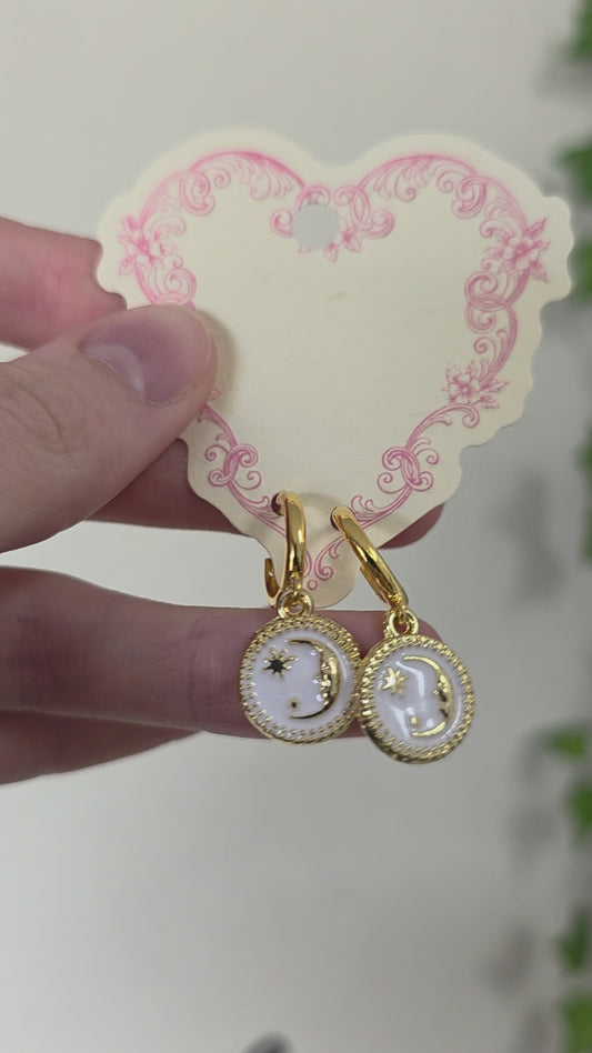 Gold Plated Moon & Star Earrings