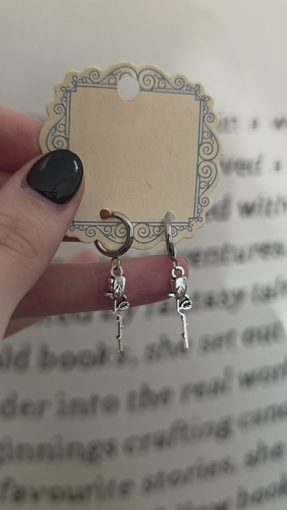 Silver Rose Earrings