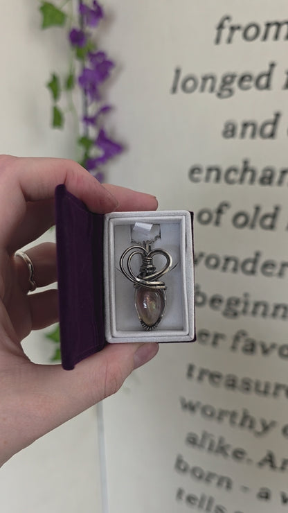 Amethyst & Mother of Pearl Sterling Silver Wire Wrapped Necklace