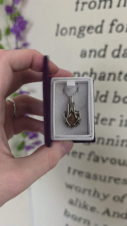 Sunstone Sterling Silver Wire Wrapped Necklace