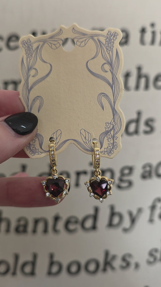Dark Red Heart Earrings