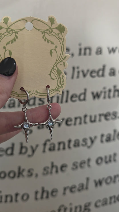 Silver Stone Star Earrings