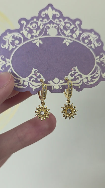 Gold Sun Star Earrings