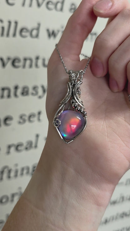 Aura Opal Beaded Pendant Necklace