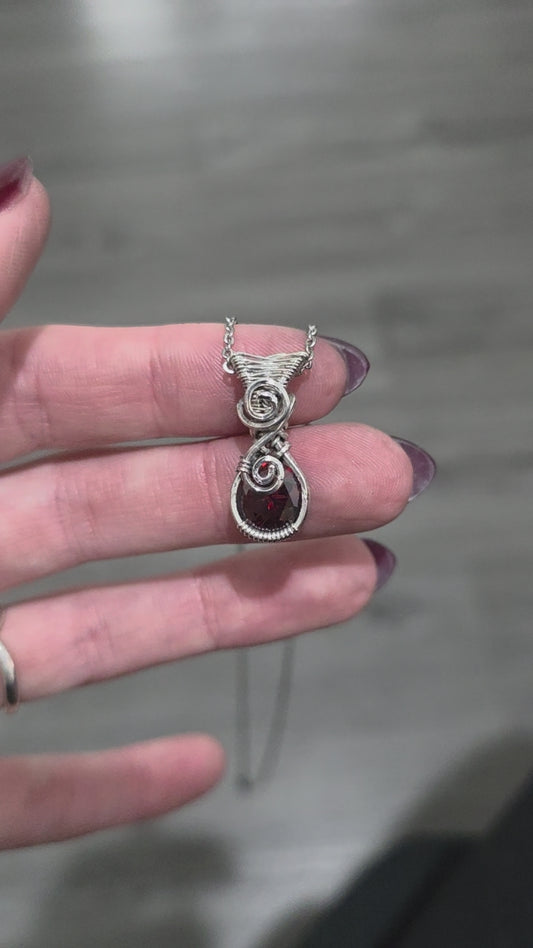 Garnet Sterling Silver Necklace