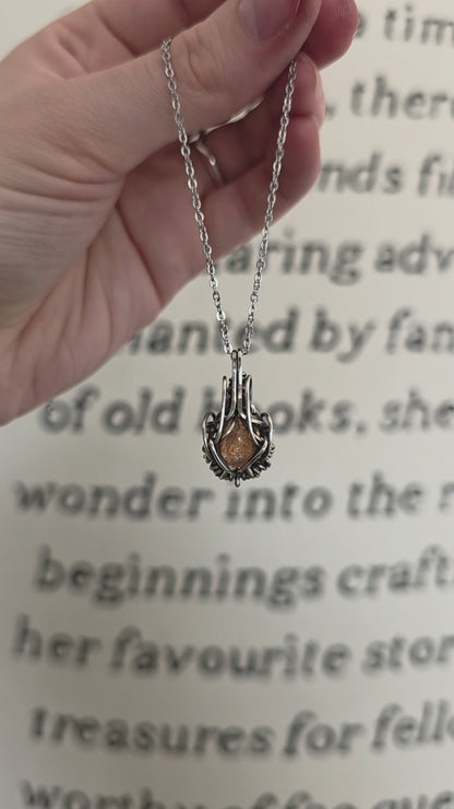 Sunstone Sterling Silver Wire Wrapped Necklace