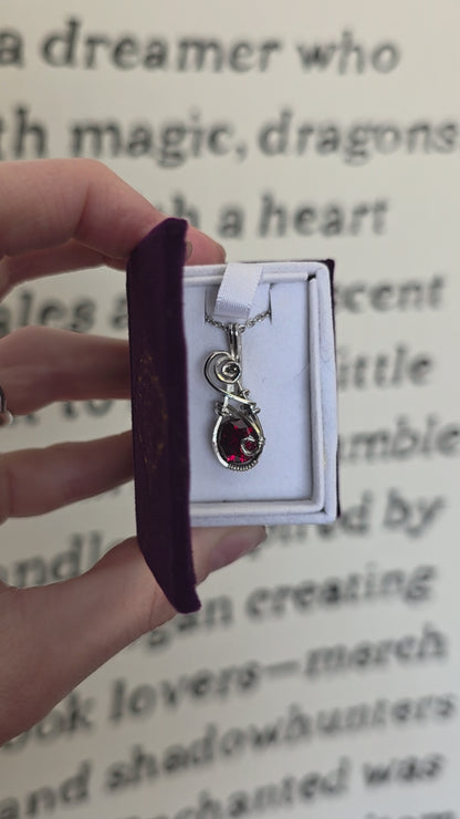 Diamond Cut Garnet Mini Sterling Silver Necklace