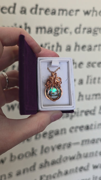 Pumpkin Abalone Shell Doublet Copper Necklace