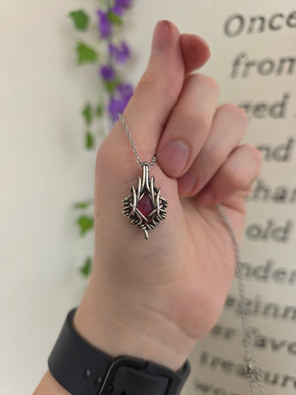 Pink Aura Opal Faceted Sterling Silver Wire Wrapped Necklace