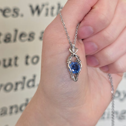 Flower Cut Blue CZ Sterling Silver Necklace