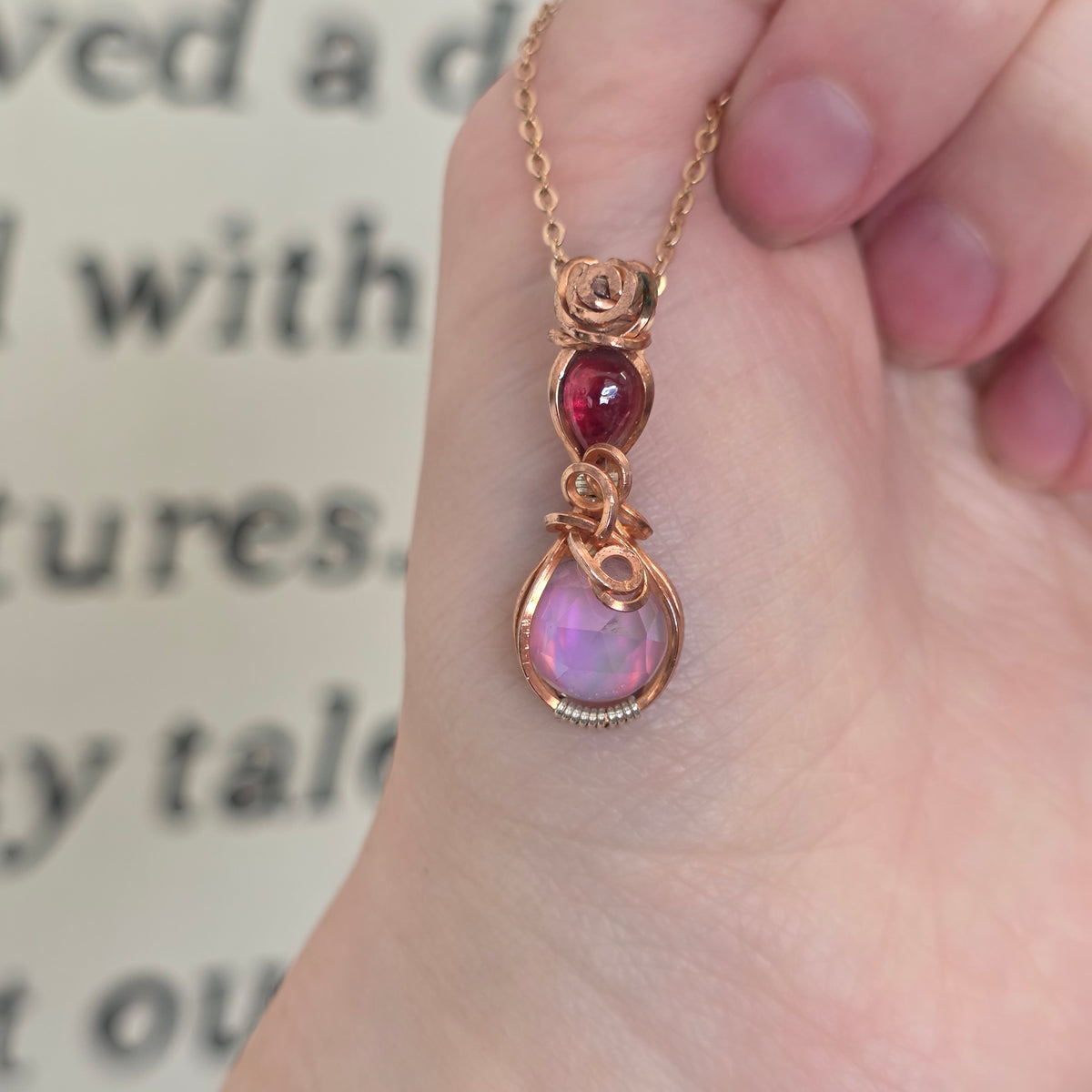 Aura Opal & Tourmaline Copper Necklace