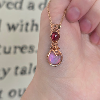 Aura Opal & Tourmaline Copper Necklace