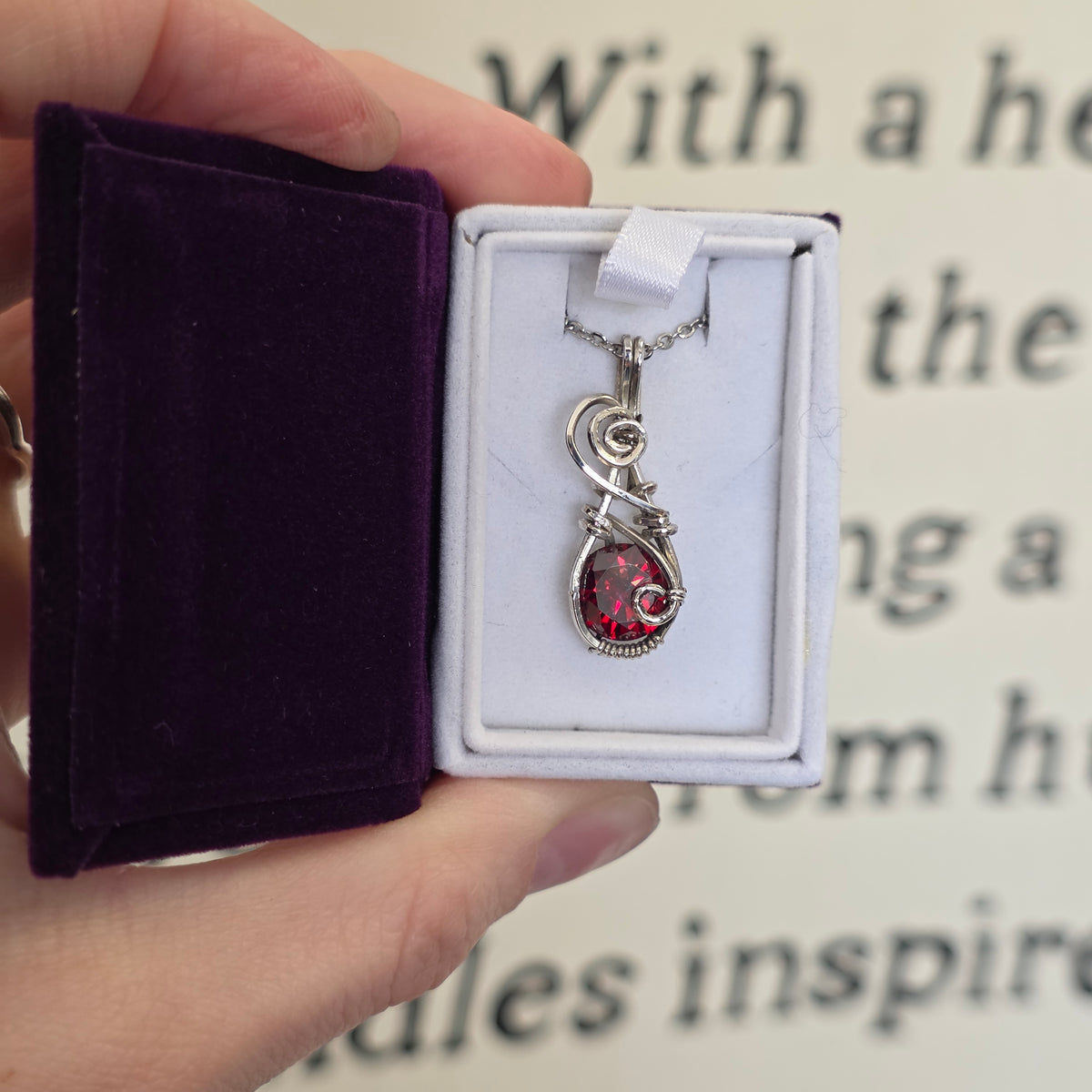 Diamond Cut Garnet Mini Sterling Silver Necklace