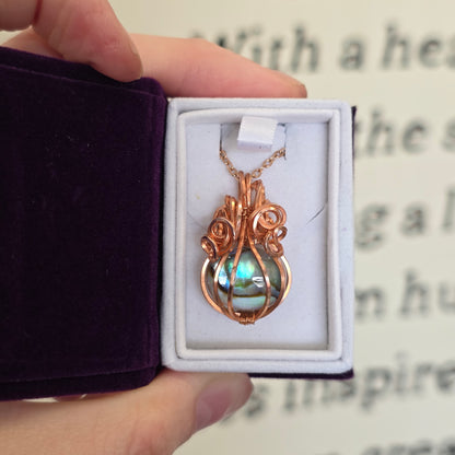 Pumpkin Abalone Shell Doublet Copper Necklace