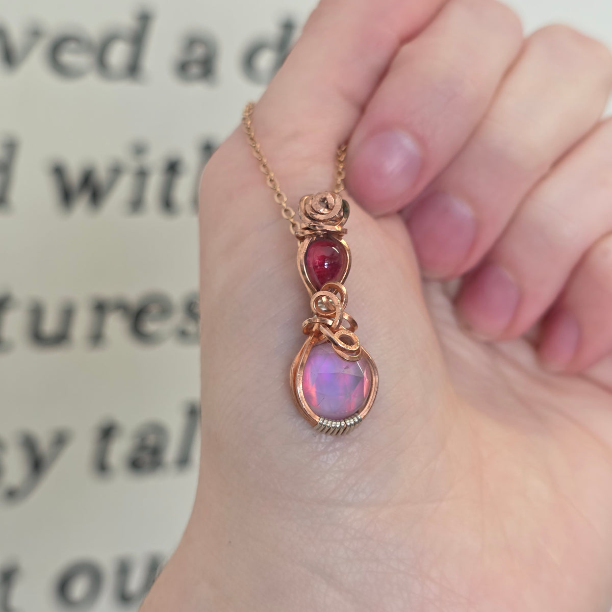 Aura Opal & Tourmaline Copper Necklace