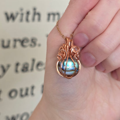 Pumpkin Abalone Shell Doublet Copper Necklace