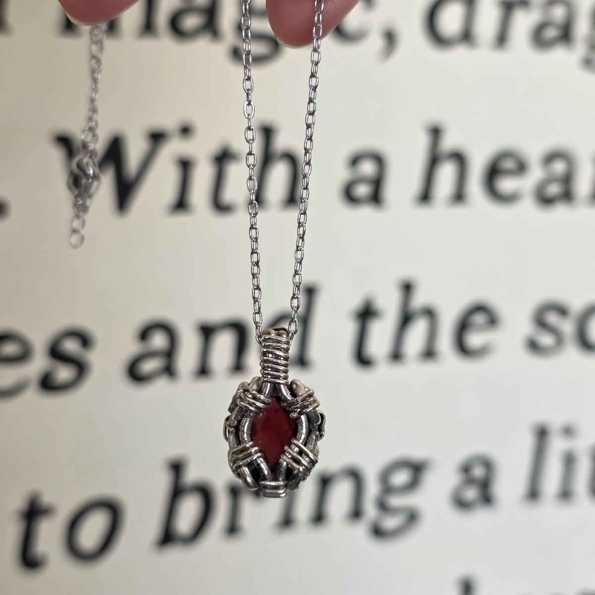 Faceted Garnet Sterling Silver Necklace