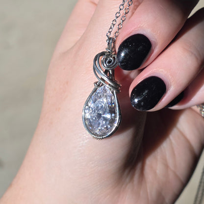 Sterling Silver White Sapphire Necklace