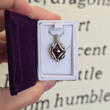 Faceted Garnet Sterling Silver Necklace