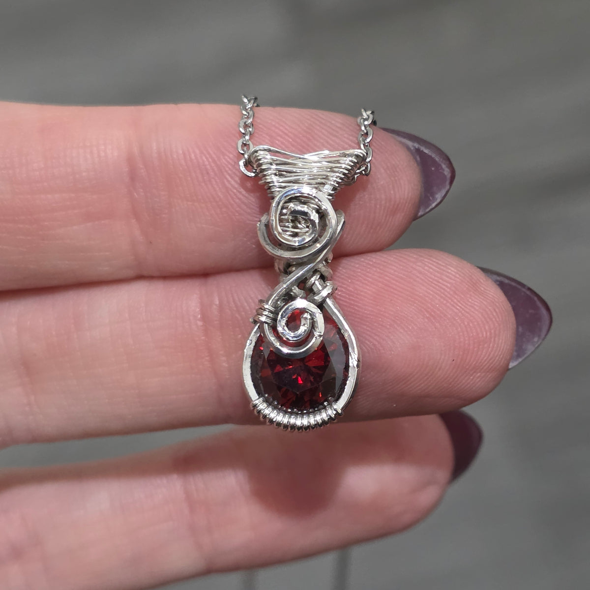 Garnet Sterling Silver Necklace