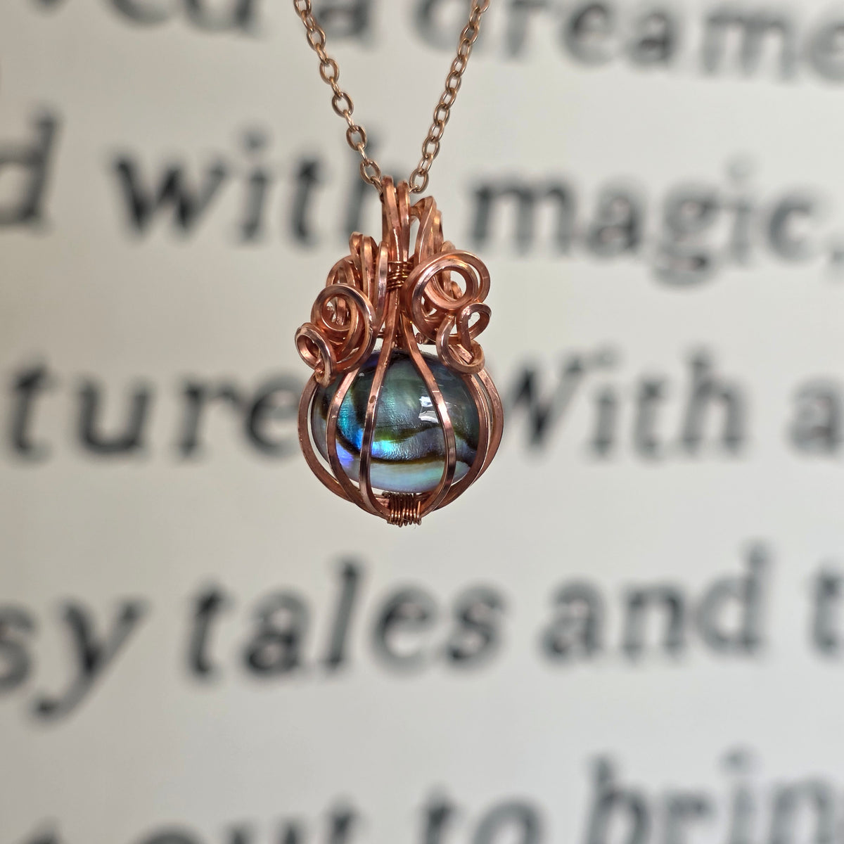 Pumpkin Abalone Shell Doublet Copper Necklace