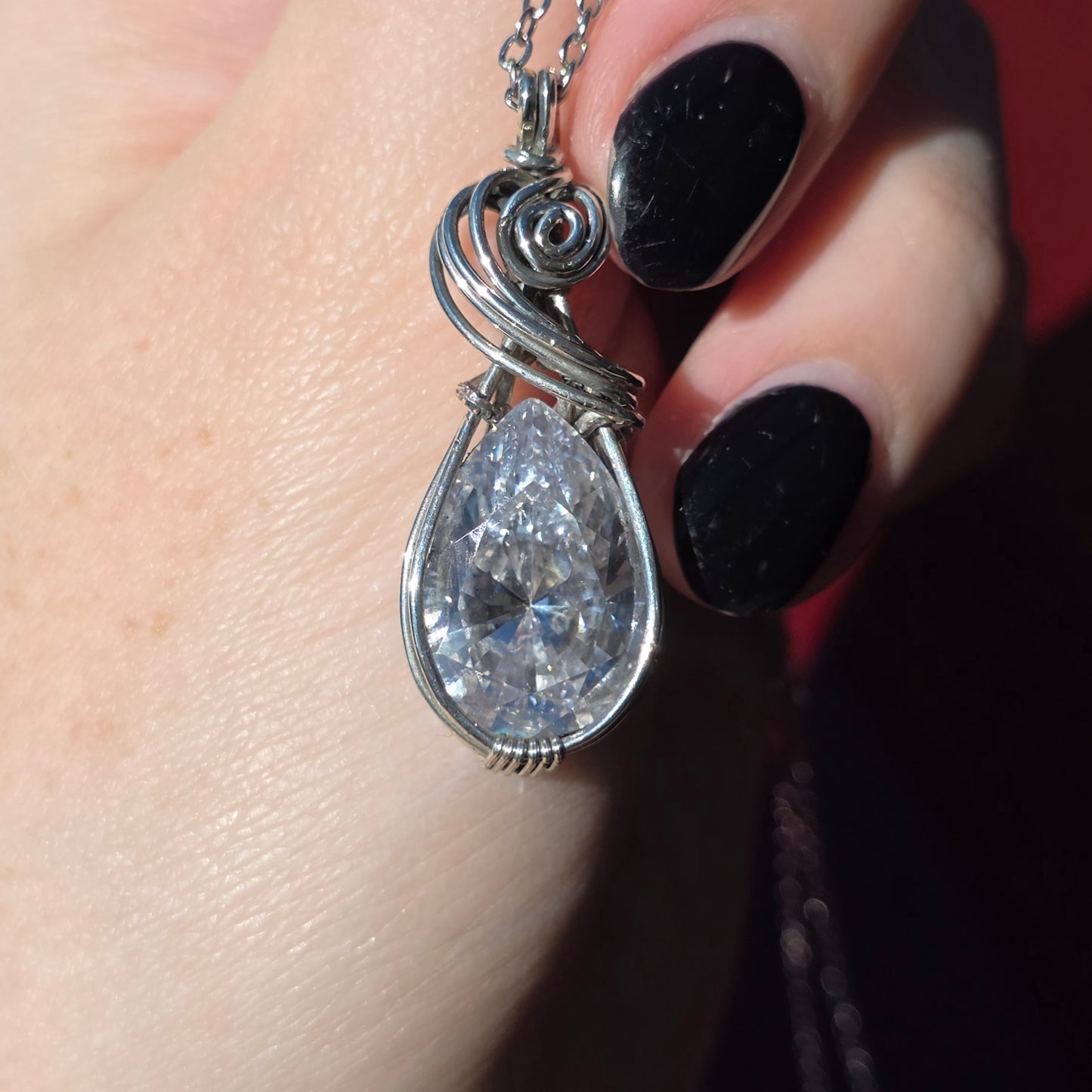 Sterling Silver White Sapphire Necklace